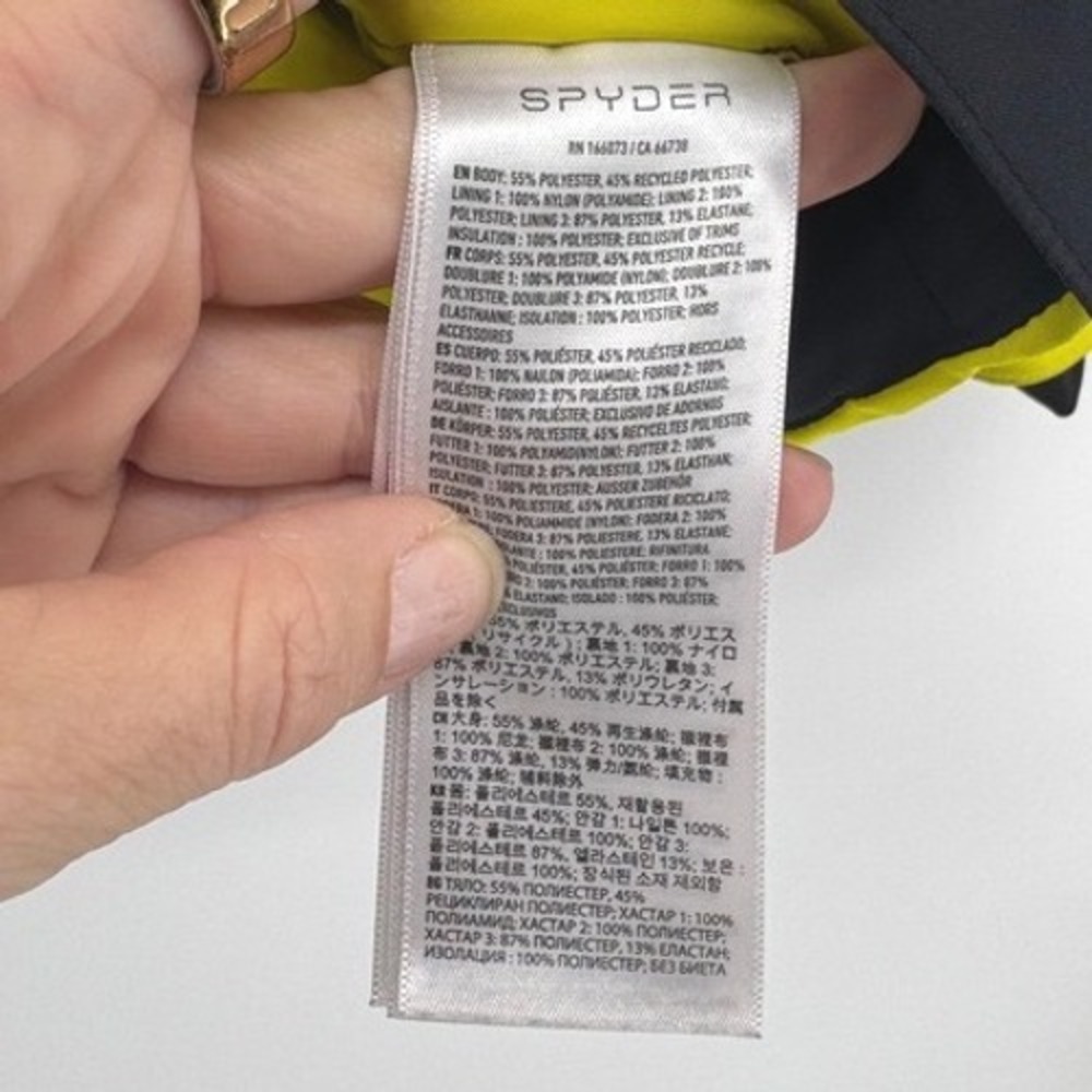 Spyder Boys Challenger Insulated Ski Jacket‎ 12 Black/Yellow/Blue Hooded Coat - Picture 6 of 11